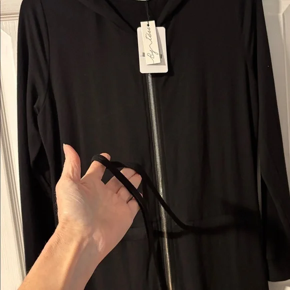 By Tess Maxi Hoodie Black Long Sleeve Zip Front Dress XS - Picture 7 of 16